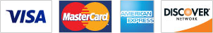 VISA, MasterCard, American Express, Discover